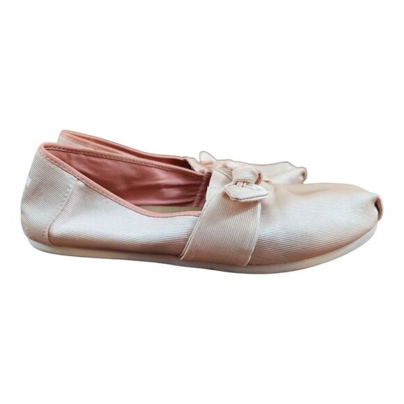 Toms womens sz 9.5 blush pink slide on bow flats comfort shoes ballet - Picture 3 of 10